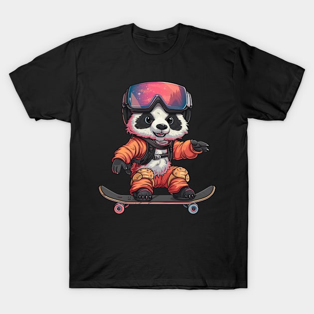 Skater Panda - Panda Bear Japanese T-Shirt by Anassein.os